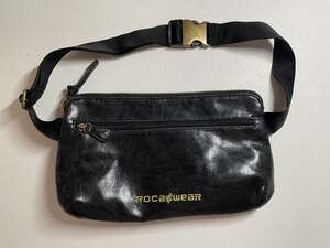 Vintage Rocawear Y2K Black Faux Leather Belt Bag Fanny Pack
